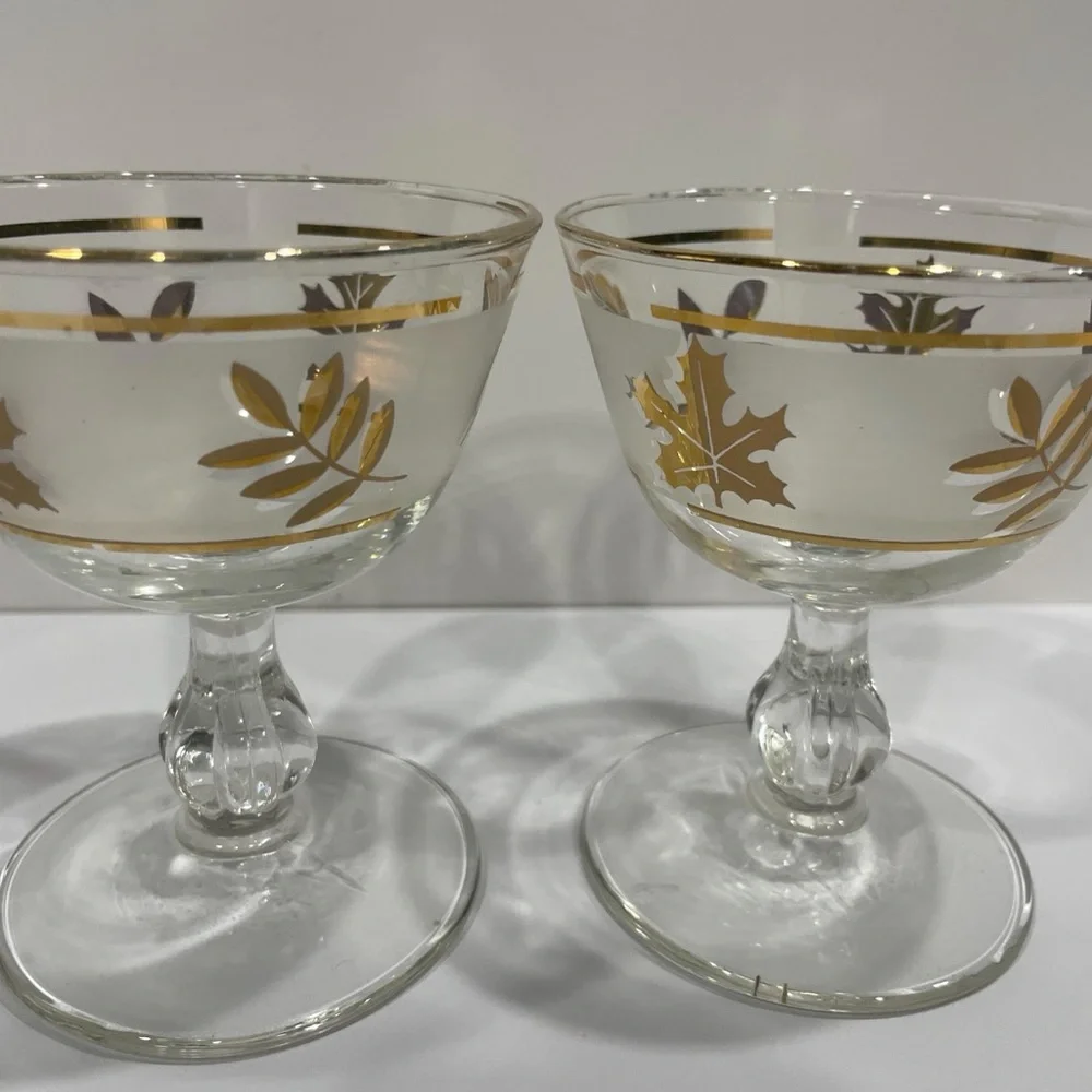 Vintage Libbey Golden Foliage Cocktail Glasses - Set of 3